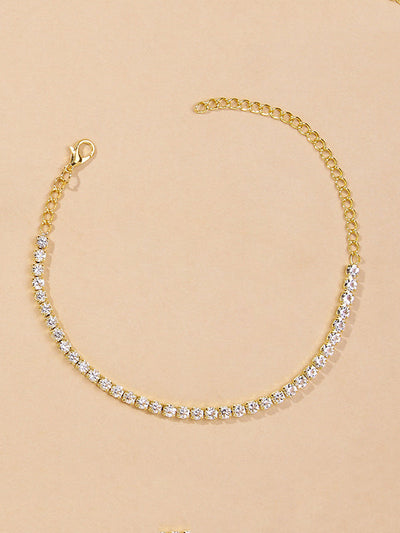 Simple Shiny Rhinestone Footchain