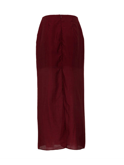 Bodycon High Waisted See-Through Solid Color Split-Joint Skirts Bottoms