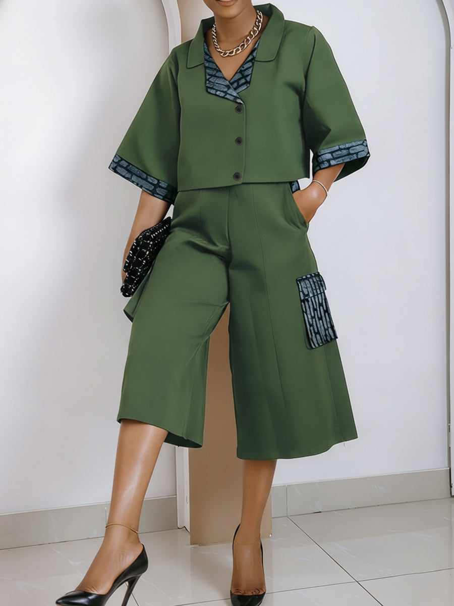 High Waisted Loose Contrast Color Pockets Split-Joint Shorts Bottoms