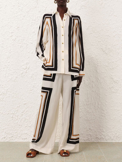 Long Sleeves Loose Plaid Striped Lapel Blouses&Shirts Tops