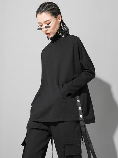 Original Solid Stand Collar T-Shirts Tops