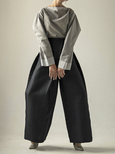 Loose Wide Leg Asymmetric Solid Color Casual Pants Bottoms Trousers
