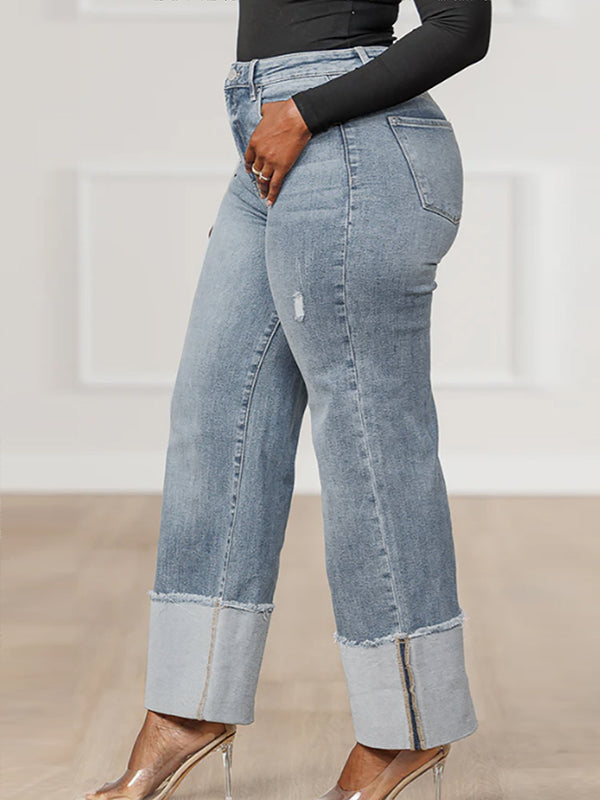High Waisted Split-Joint Jean Pants Bottoms