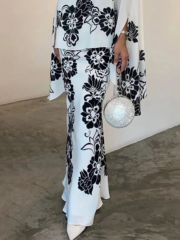 High Waisted Loose Flower Print Skirts Bottoms