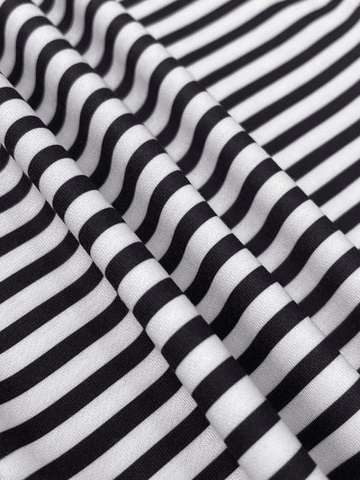 Loose Three-Quarter Sleeves Figure Printed Split-Joint Striped Stand Collar T-Shirts
