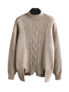 Urban Loose Split-Side Half Turtleneck Sweater Tops& Wide Leg Pants Two Pieces Set