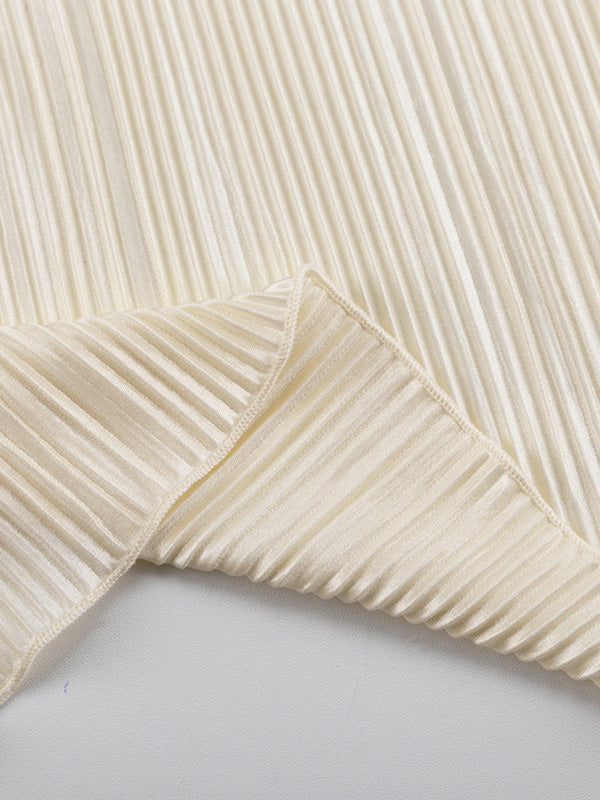 Long Sleeves Loose Lace-Up Pleated Solid Color Split-Joint Deep V-Neck Blouses&Shirts Tops