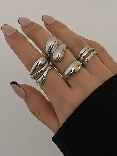Geometric Solid Color Rings Accessories