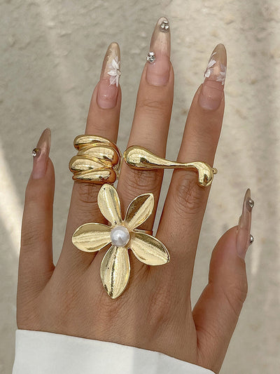Geometric Shiny Solid Color Rings Accessories