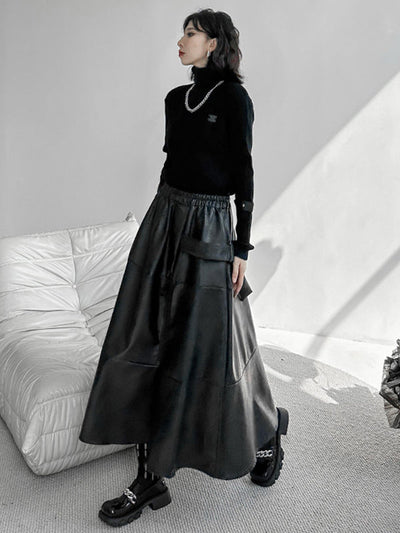 A-Line Hipster Solid Color Split-Joint Zipper Skirts Bottoms