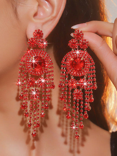 Geometric Tasseled Drop Earrings