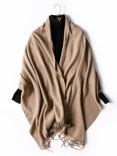 Keep Warm Solid Color Tasseled Shawl&Scarf