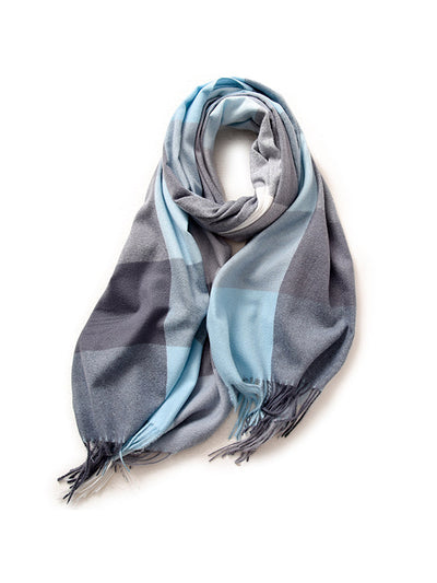 Keep Warm Plaid Tasseled Shawl&Scarf