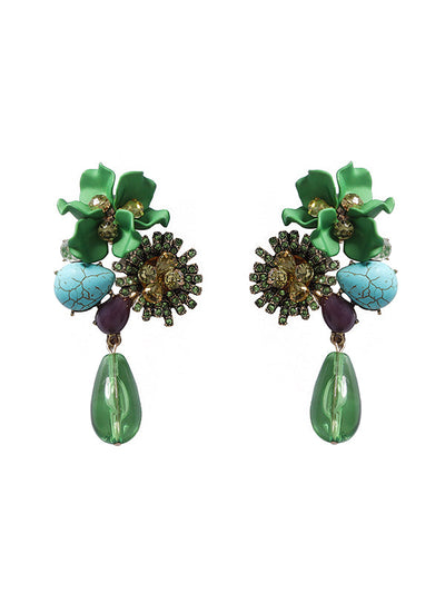 Flower Shape Geometric Water Drop Earrings Accessories