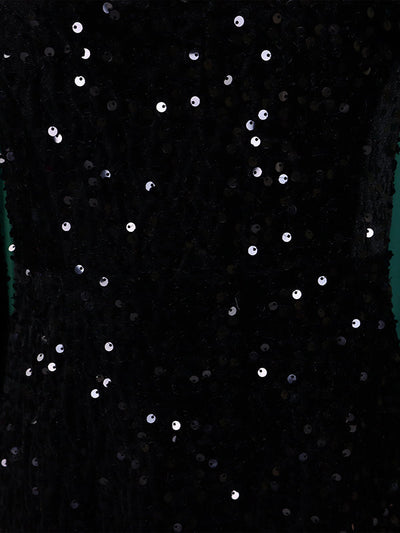 A-Line High Waisted Sequined Split-Joint Zipper Round-Neck Maxi Dresses