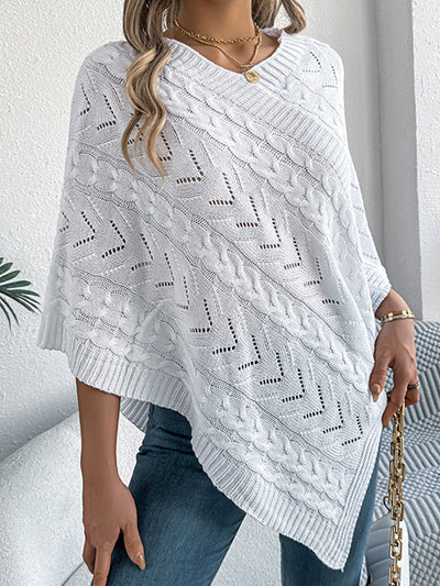 Half Sleeves Loose Solid Color V-Neck Cape