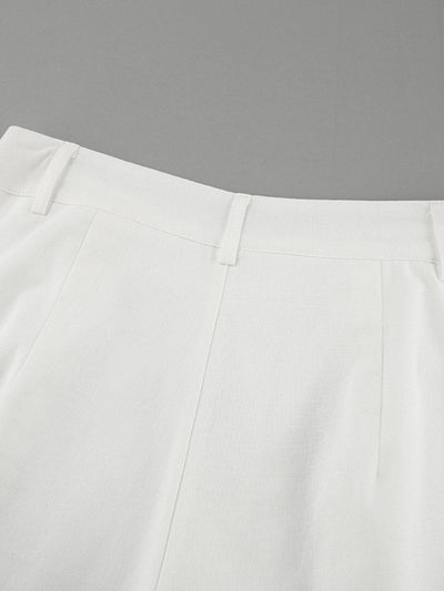 Elasticated Waist High Waisted Pleated Solid Color Split-Joint Pants