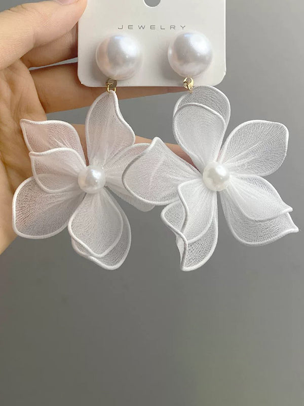 Flower Shape Gauze Earrings Accessories