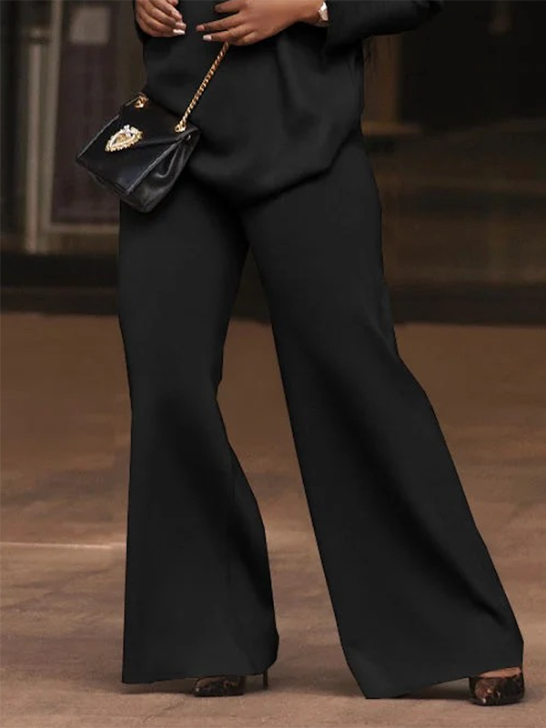 Wide Leg Solid Color Casual Pants Bottoms Trousers