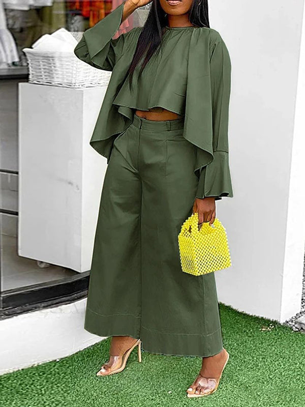 Wide Leg Solid Color Split-Joint Pants Trousers