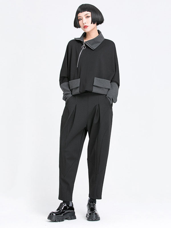 Simple Harem Pants Loose Elasticity Solid Color Casual Pants Bottoms