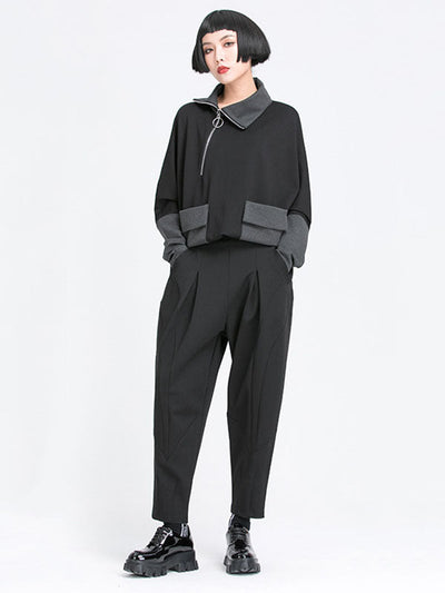 Simple Harem Pants Loose Elasticity Solid Color Casual Pants Bottoms