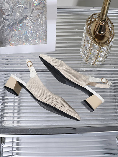 Belt Buckle Hollow Pointed-Toe Split-Joint Pumps Sandals Slider Sandals