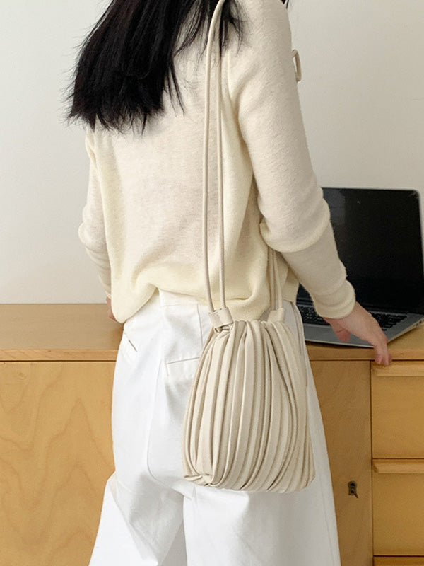 Drawstring Pleated Split-Joint Crossbody Bags