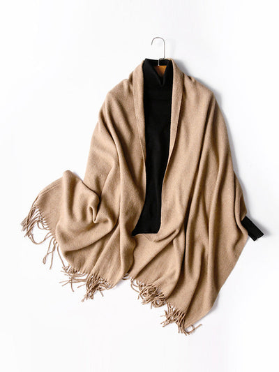 Keep Warm Solid Color Tasseled Shawl&Scarf
