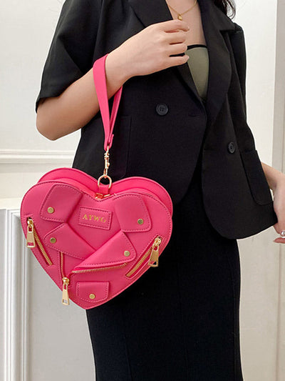 Heart Shape Split-Joint Zipper Bags Crossbody Bags Handbags