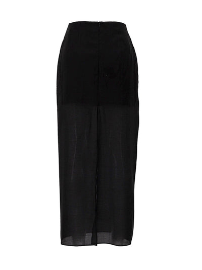 Bodycon High Waisted See-Through Solid Color Split-Joint Skirts Bottoms