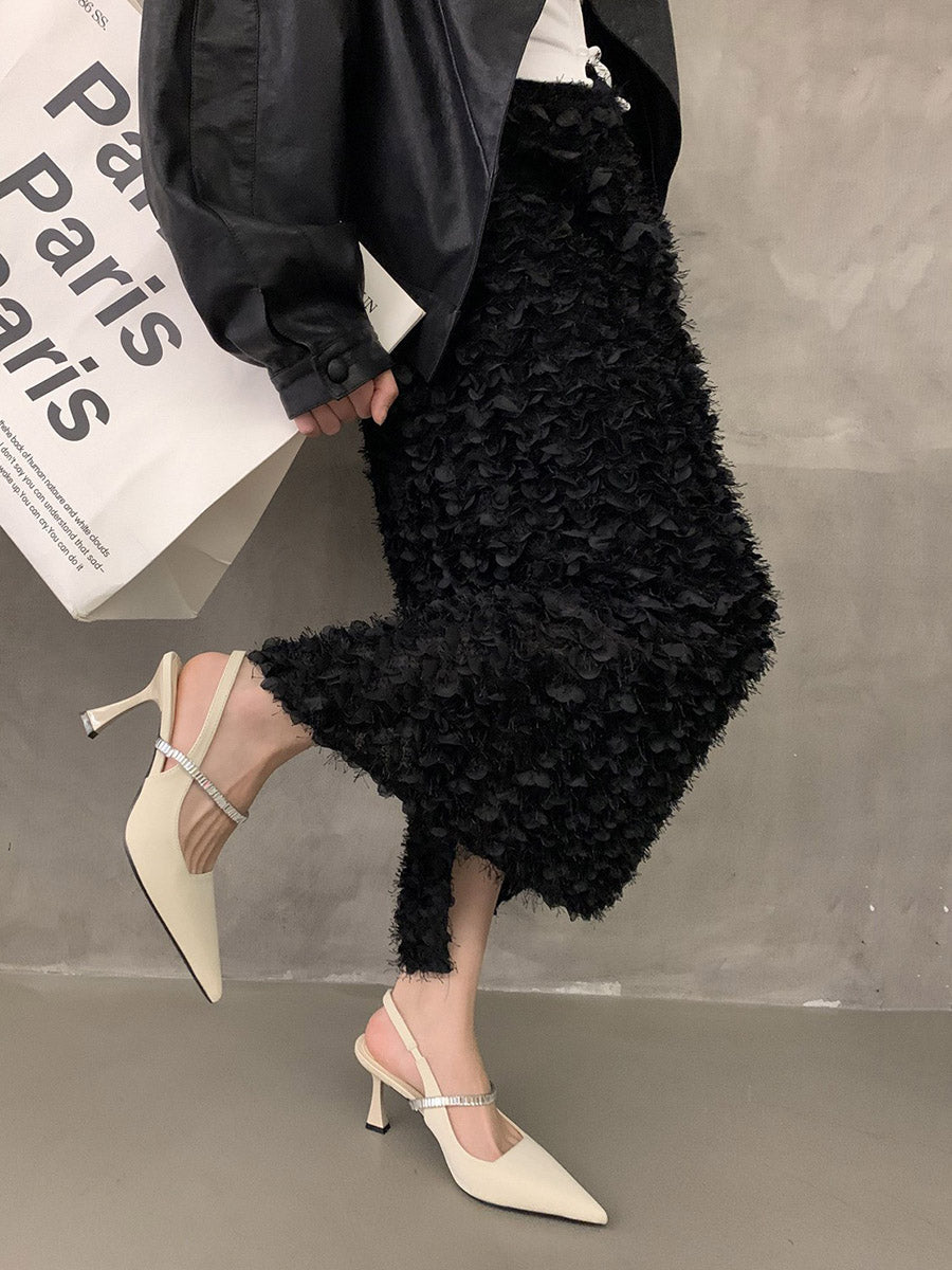 Belted Pointed-Toe Shiny Pumps