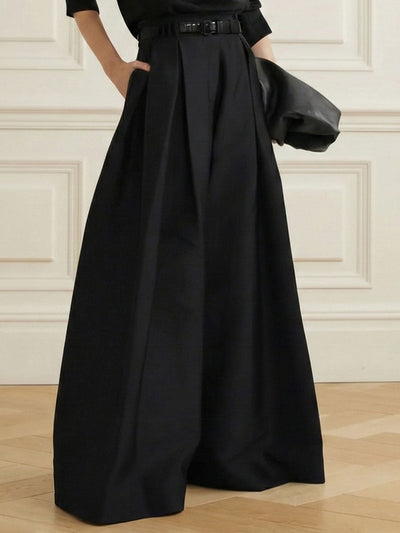 High Waisted Loose Pleated Solid Color Pants