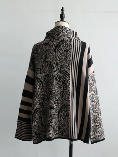 Long Sleeves Loose Striped Pullovers