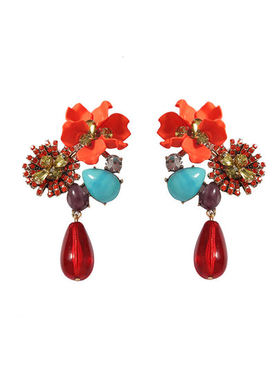 Flower Shape Geometric Water Drop Earrings Accessories