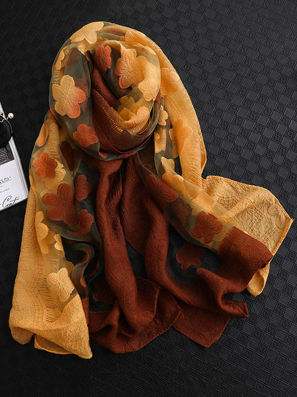 Original Floral Sun-Protection Silk Scarf