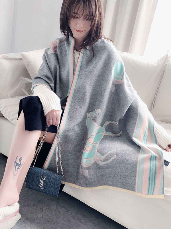 Original Warm Cartoon Print Shawl&Scarf