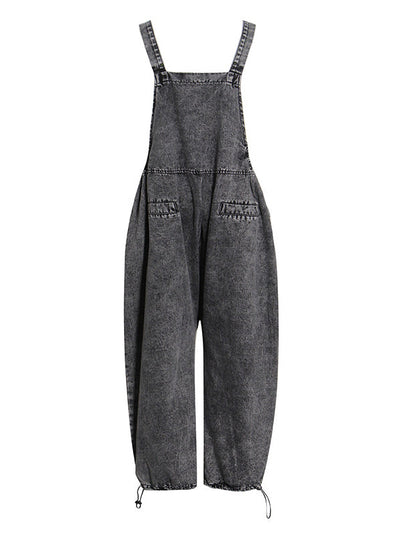 Original Cool Denim Split-Joint Square-Neck Overalls