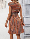 A-Line Loose Contrast Color Tied Waist Round-Neck Mini Dresses