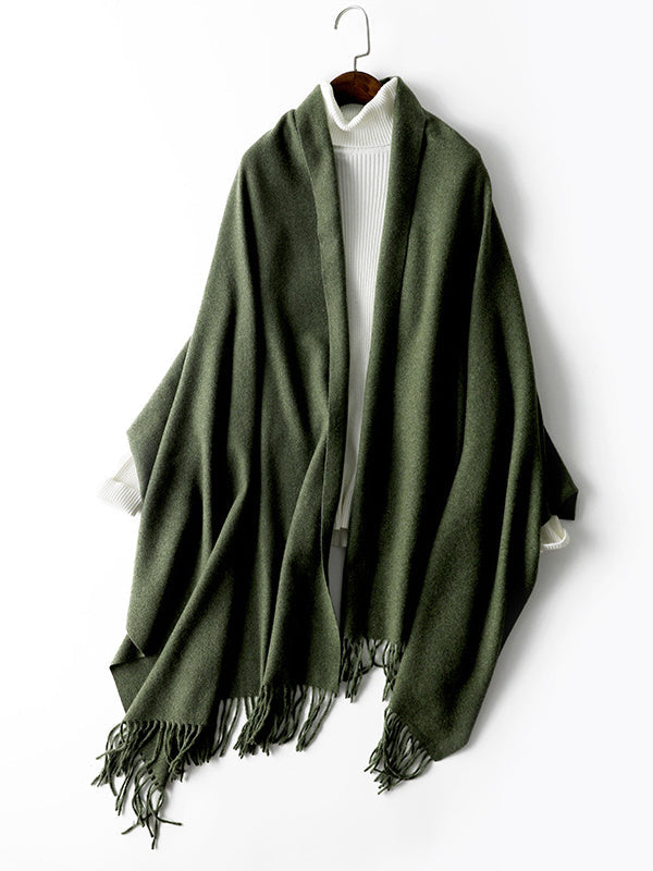 Keep Warm Solid Color Tasseled Shawl&Scarf