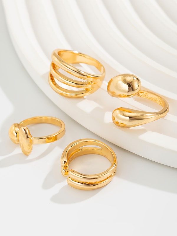 Geometric Solid Color Rings Accessories