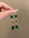Urban Green Rhinestone Waterdrop Earrings Accessories