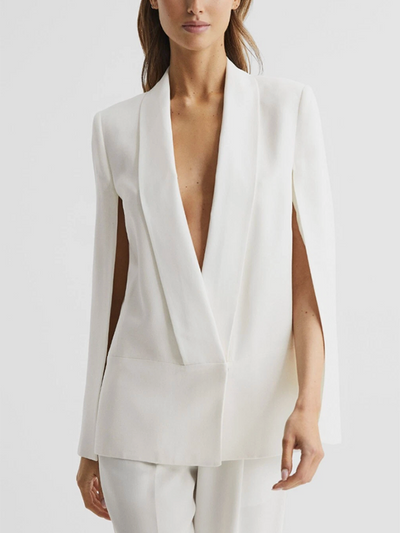 Cape Loose Solid Color Split-Joint V-Neck Blazer