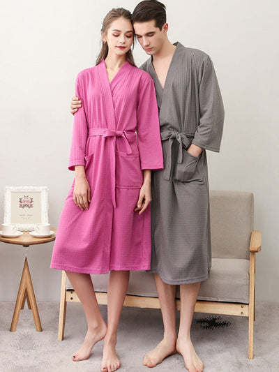 Comfortable Solid Bandage Thin Pajama Robe