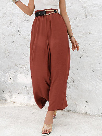 Simple Wide Leg Loose Elasticity Casual Pants Bottoms