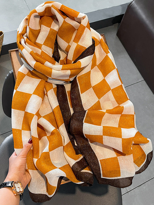 Simple Fashion Contrast Color Plaid Printed Scarf