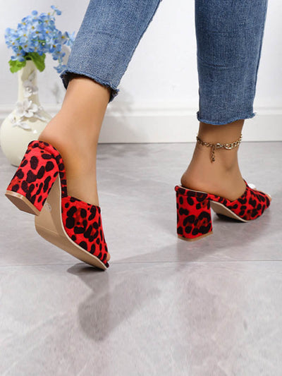 Leopard Open Toe Pumps Sandals Slippers