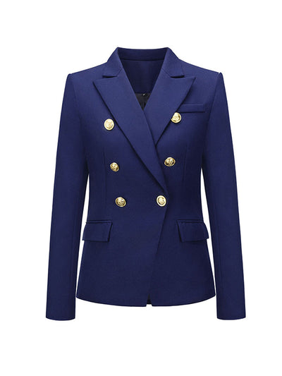Long Sleeves Buttoned Notched Collar Blazer Outerwear
