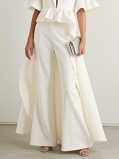 High Waisted Loose Solid Color Pants Trousers