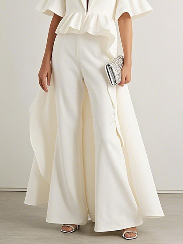 High Waisted Loose Solid Color Pants Trousers